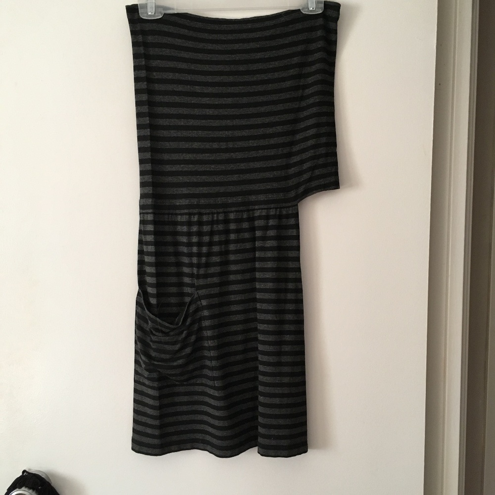 LILITH Paris Black + Grey Stripe Layering Cut Out Skirt Stretch Pull On M